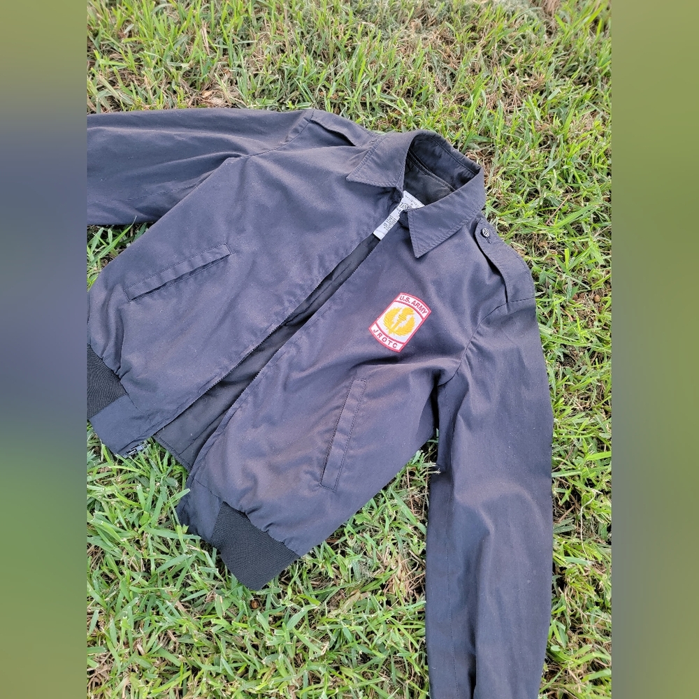 Men's Jr. ROTC Vintage Black Military Bomber Jacket Small